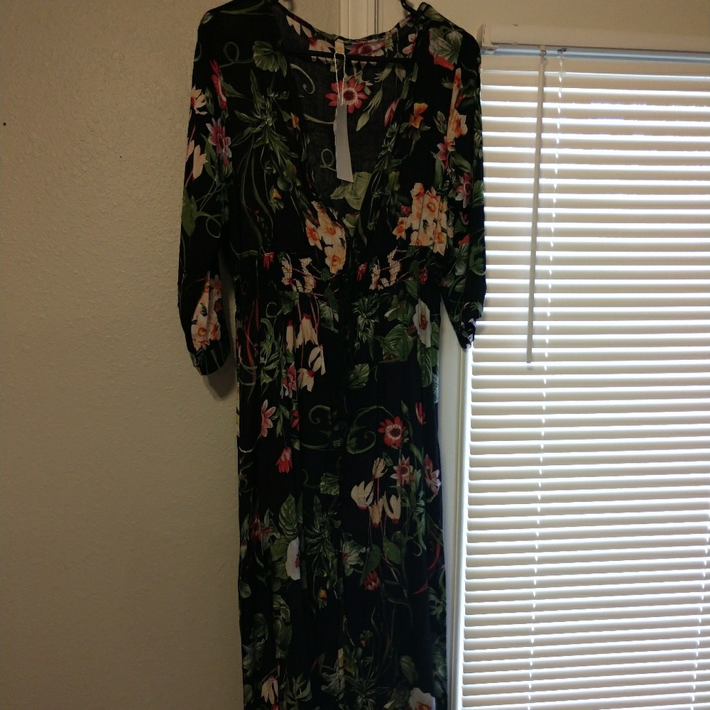 3/4 Sleeve Button Down Maxi