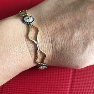 14kt evil eye sapphire yellow gold bracelet