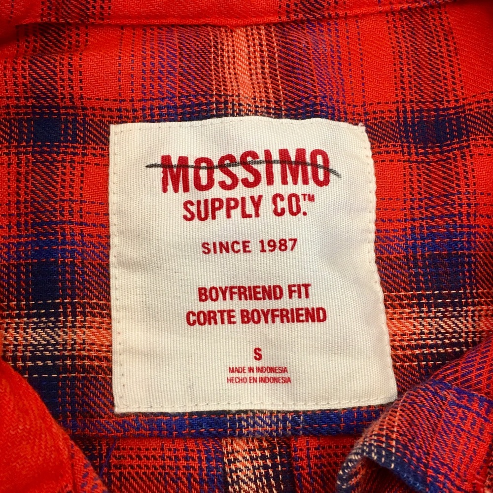 NWOT Mossimo orange & blue boyfriend fit flannel - Picture 4 of 4