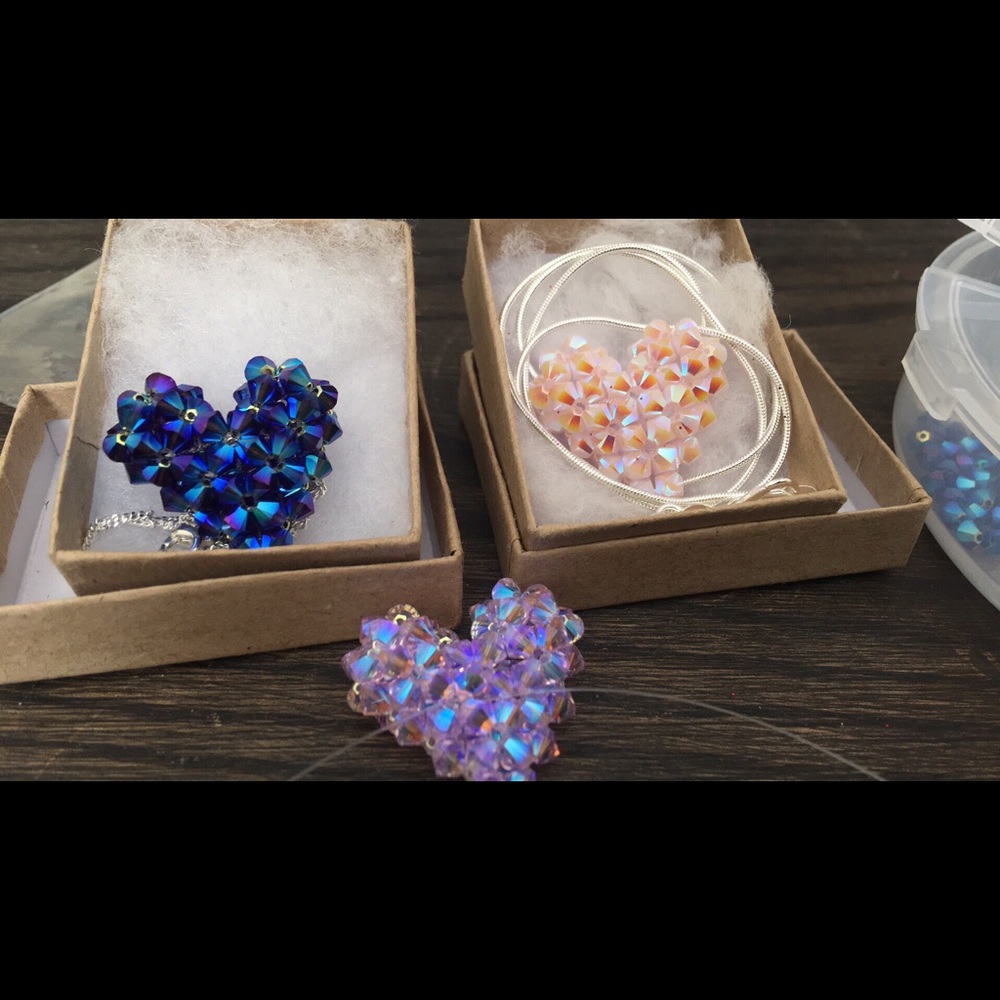 Puffy heart necklace ( Swarovski crystals)