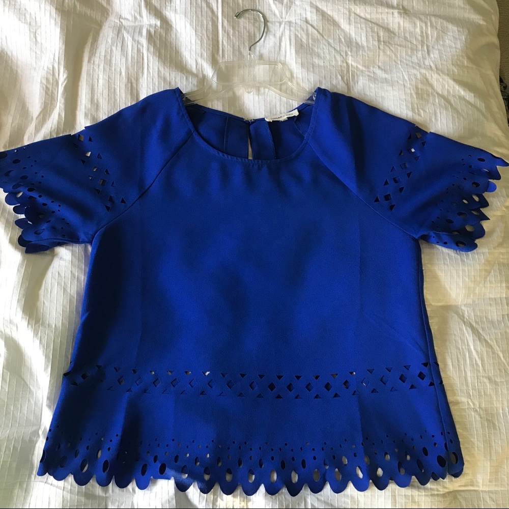 Sugar Lips Cobalt Cut-Out Blouse