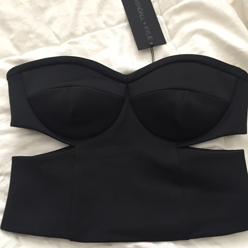 Kendall + Kylie Black Crop Top