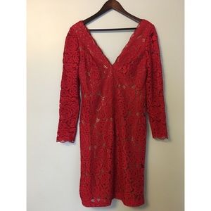 Original Vera Wang Red/nude dress size 8