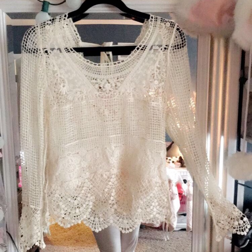 Burlap lace top