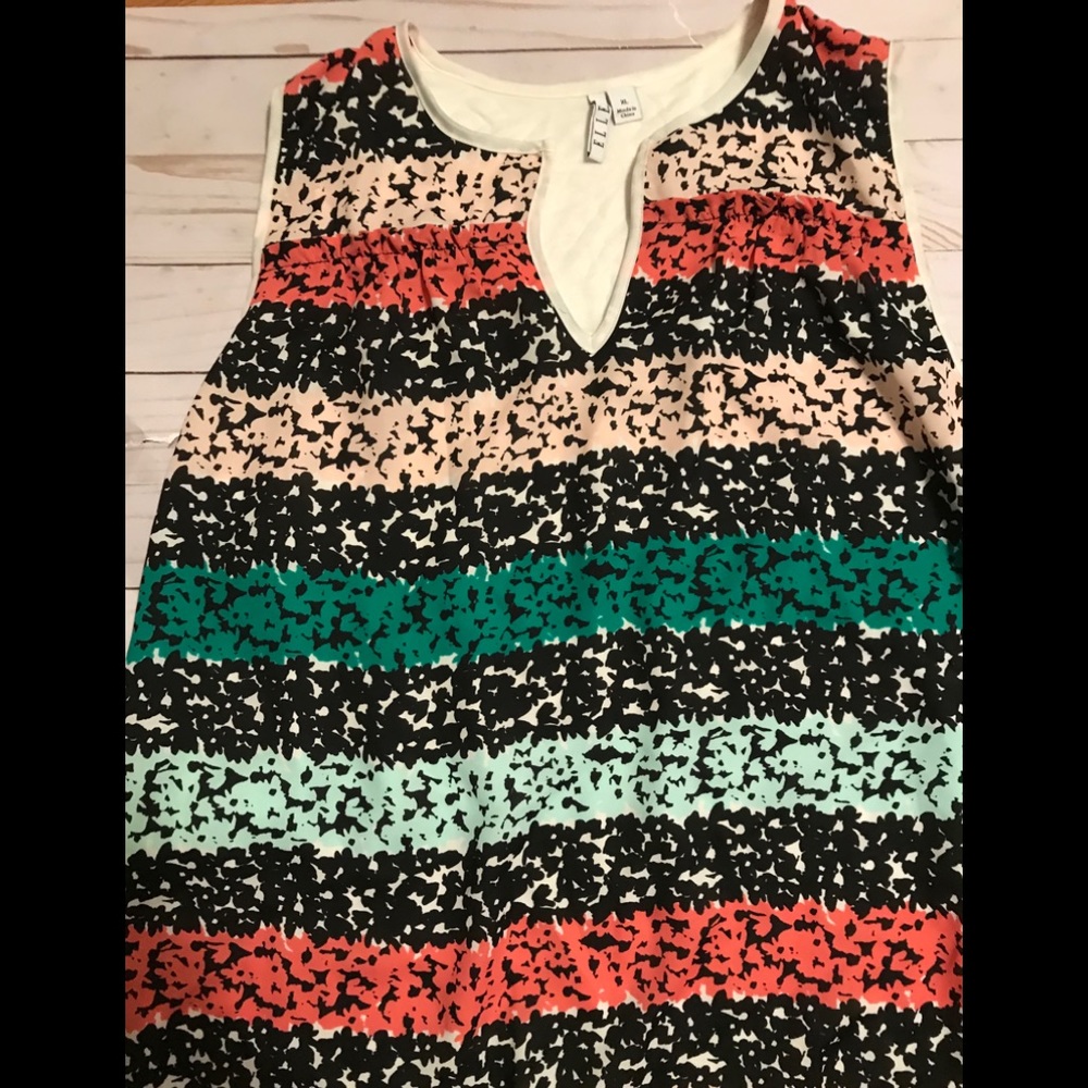 Kohl’s ELLE sleeveless multi colored blouse.