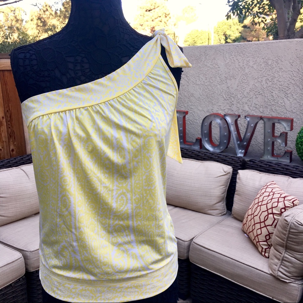 Bright Yellow & White One Shoulder Tie