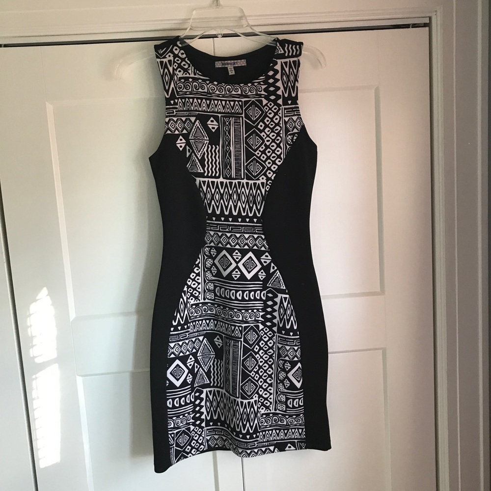 Black and White Body-Con Dress