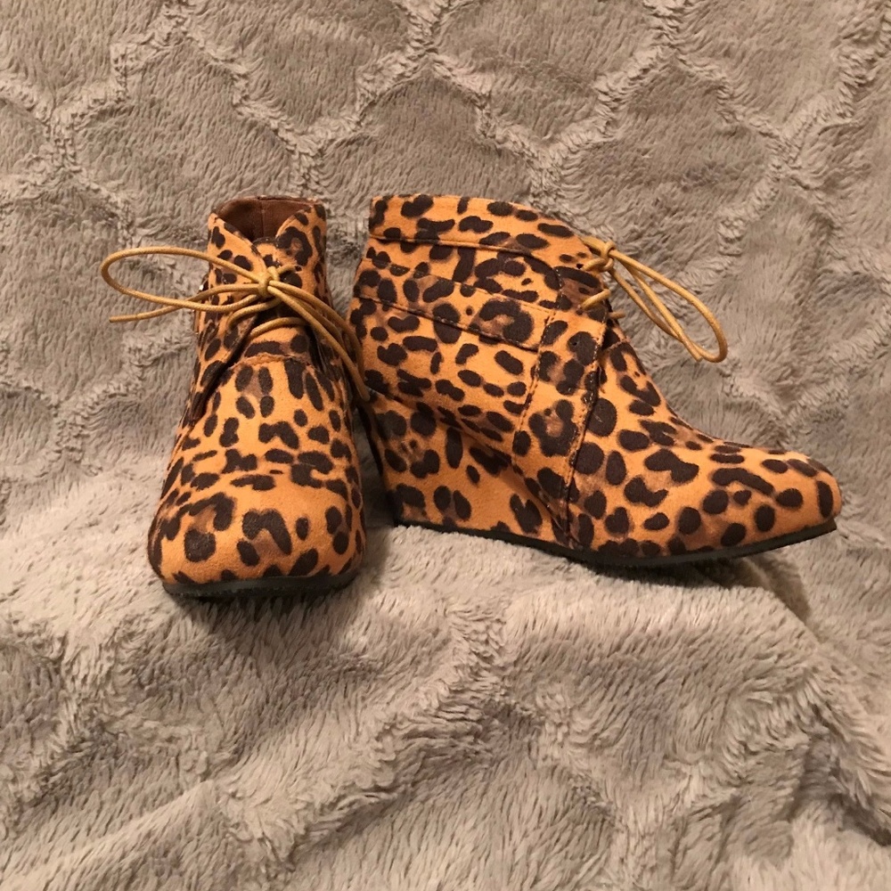 Leopard Print Wedge Bootie