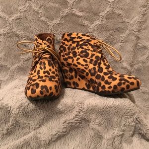 Leopard Print Wedge Bootie