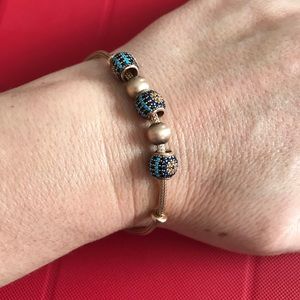 14 kt evil eye rose gold bracelet
