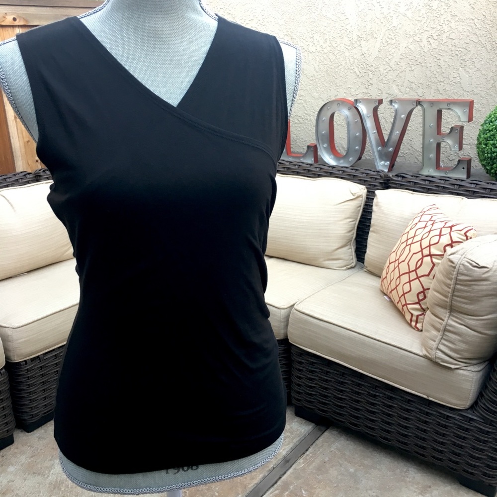 Ann Taylor Ruched Side V-Neck Sleeveless Fitted