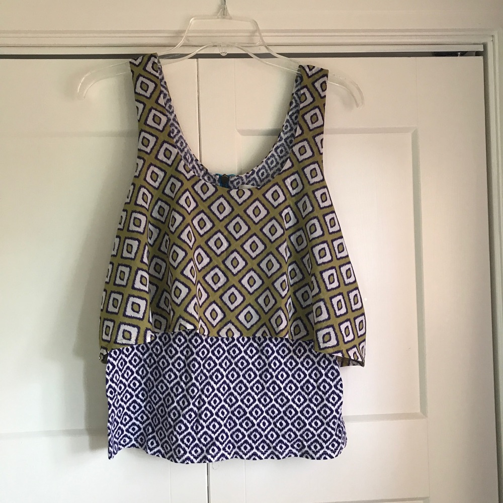 Green and Blue Meadow Rue Layerd Tank Top