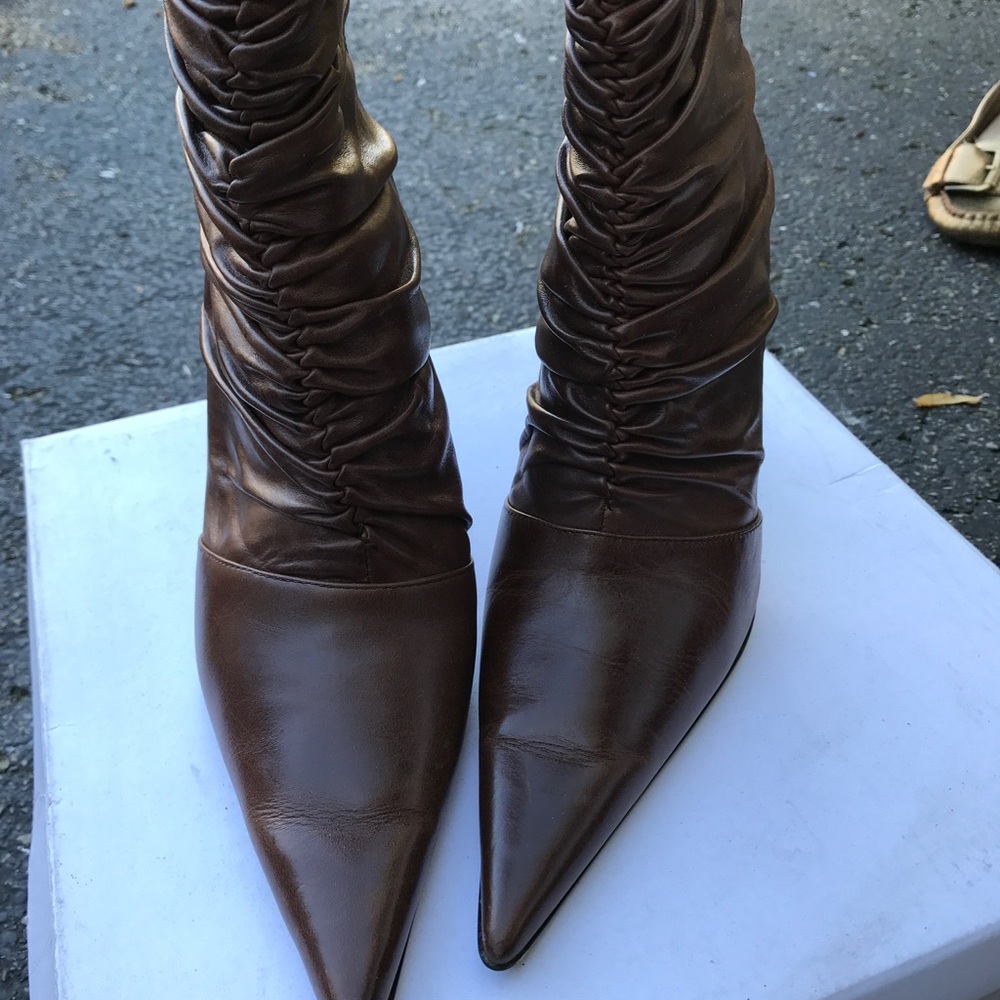 Steve Madden Brown Leather Ankle Heels (size 8)