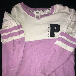 White and purple v neck vs sweatshirt