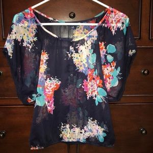 Floral blouse navy blue