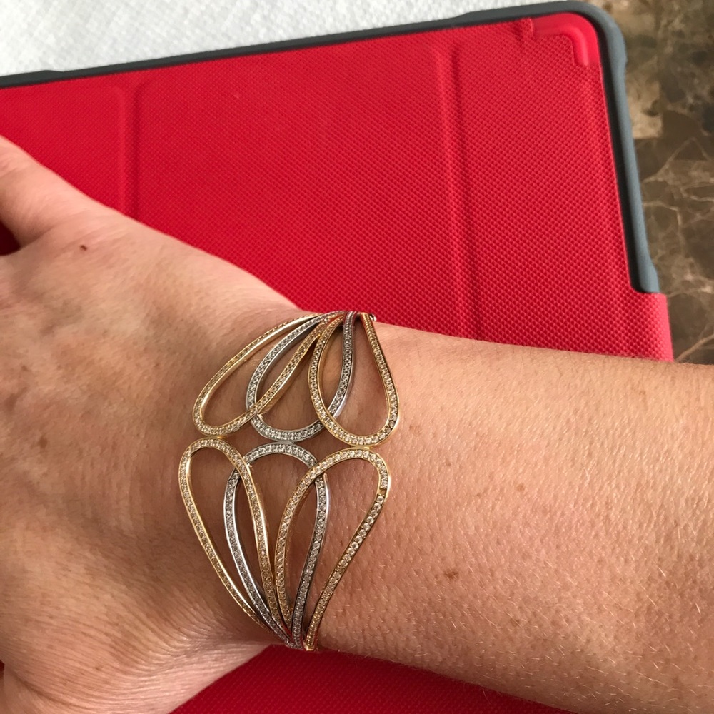 14kt yellow gold diamond cuff bracelet