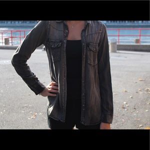 Gray Denim Button-up Shirt
