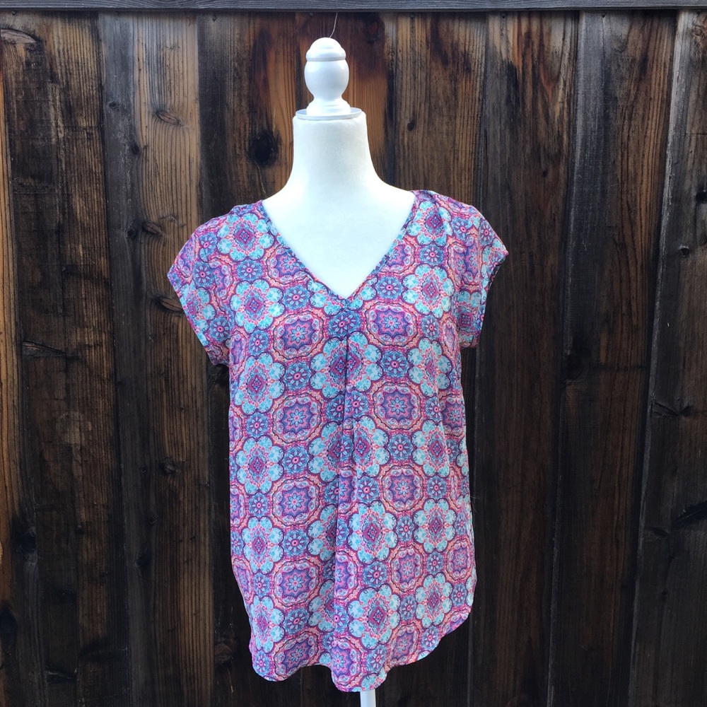 Pink & Blue Pattern Blouse