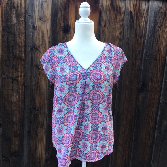 Pink & Blue Pattern Blouse - Picture 2 of 7