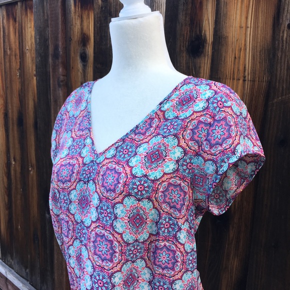 Pink & Blue Pattern Blouse - Picture 3 of 7