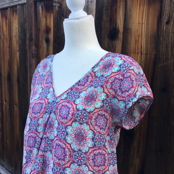 Pink & Blue Pattern Blouse - Picture 4 of 7