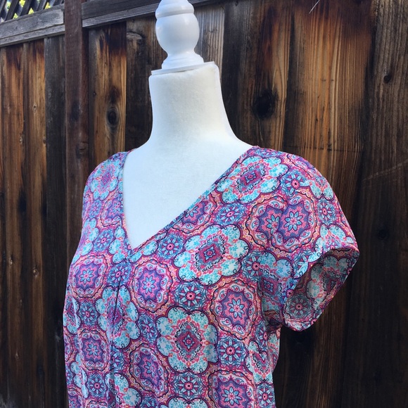 Pink & Blue Pattern Blouse - Picture 5 of 7