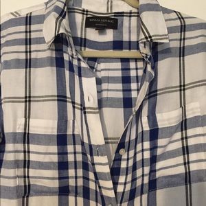 Blue, Black and White Boyfriend Style Plaid!
