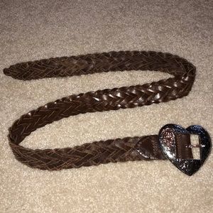 Real leather belt with silver heart buckle