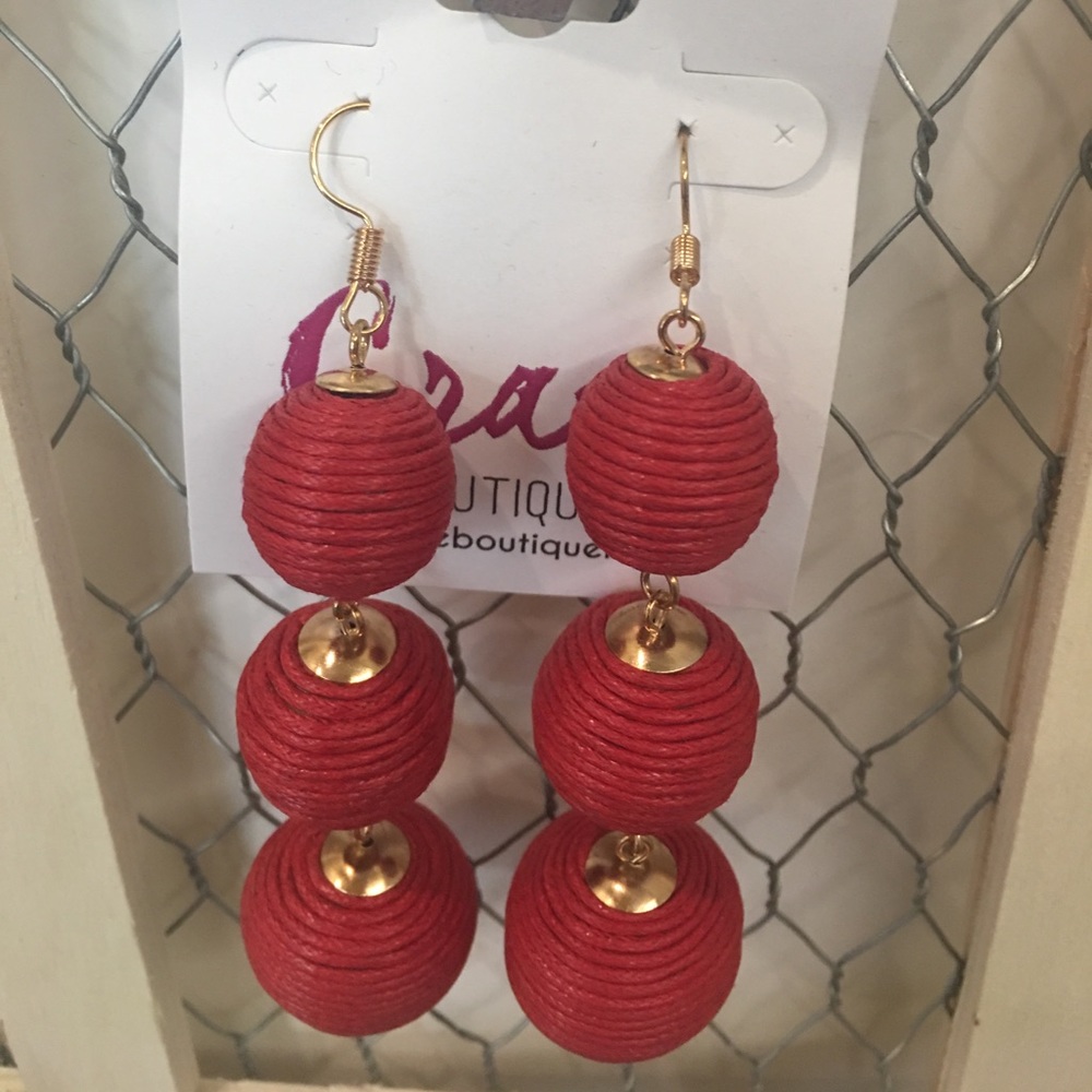 Ball Earrings - Red