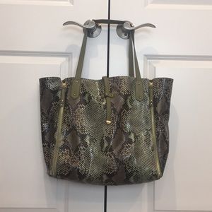 Stunning green snake leather large tote.