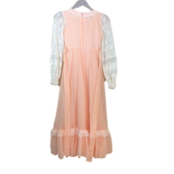 SOLD! Peach Gunne Sax Boho, Victorian Prom Dress - Picture 3 of 8