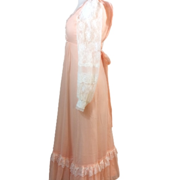 SOLD! Peach Gunne Sax Boho, Victorian Prom Dress - Picture 6 of 8