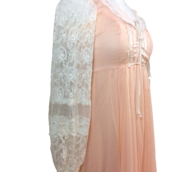 SOLD! Peach Gunne Sax Boho, Victorian Prom Dress - Picture 5 of 8