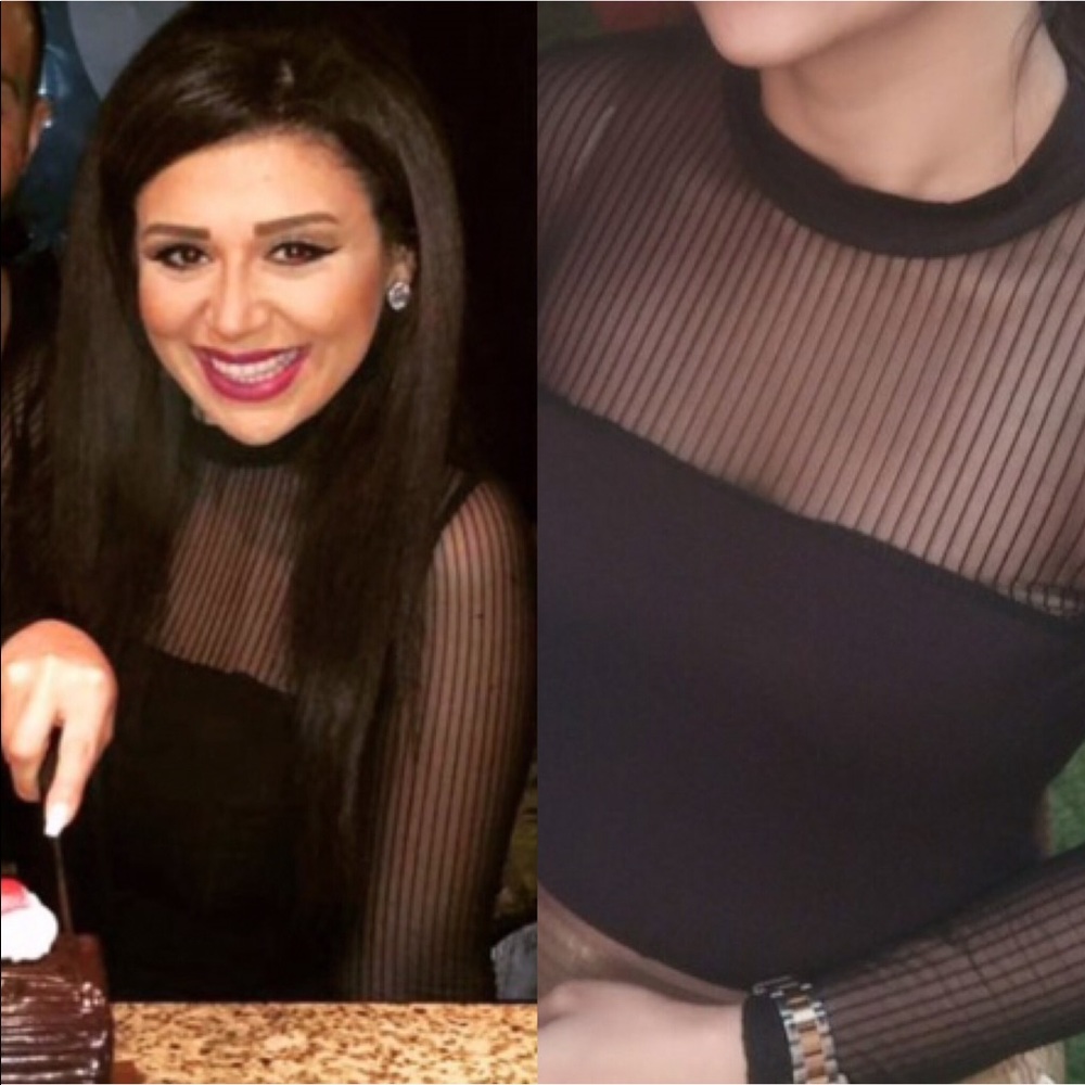 🆕🍾Black Mesh top insert long sleeve sexy blouse - Picture 3 of 6