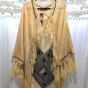 Aztec fringe poncho NEW WITH TAGS