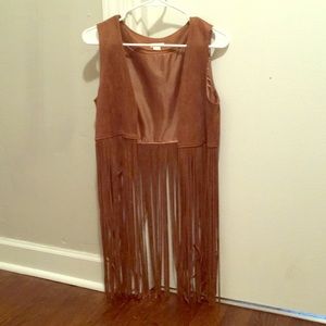 Tan suede fringe vest