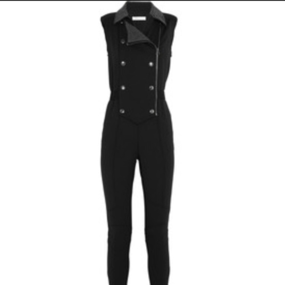 Pierre Balmain Blk Studded Rockstar Jumpsuit Sz 28