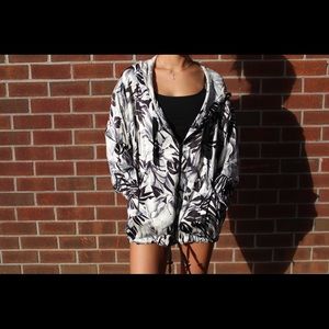 Black and White Palm Tree Design Windbreaker