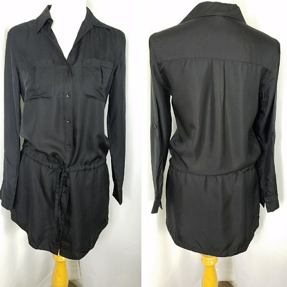 Banana Republic Dresses & Skirts - Banana Republic Black 100% Silk Shirt Dress