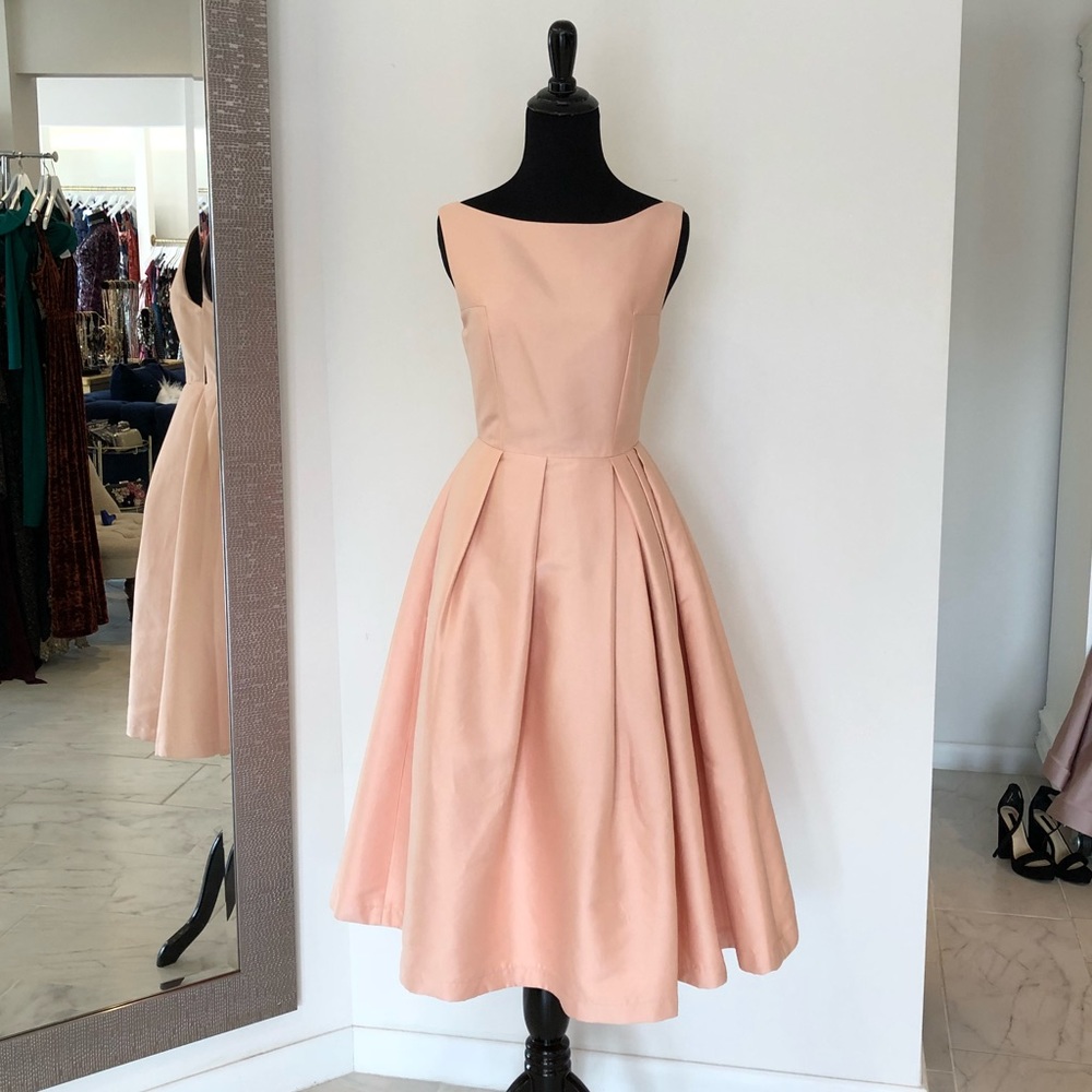 Peach Elliatt Fit and Flare Midi Dress