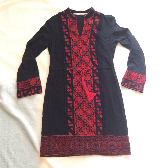 Anthropologie Dresses & Skirts - Anthro Chelsea & Violet Black/Red Mandarin Style