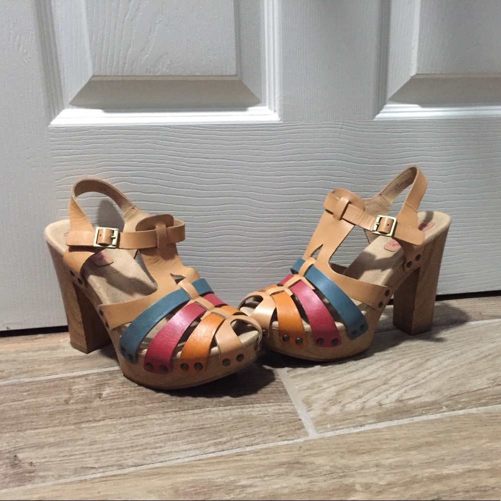 Korks block multicolored heel