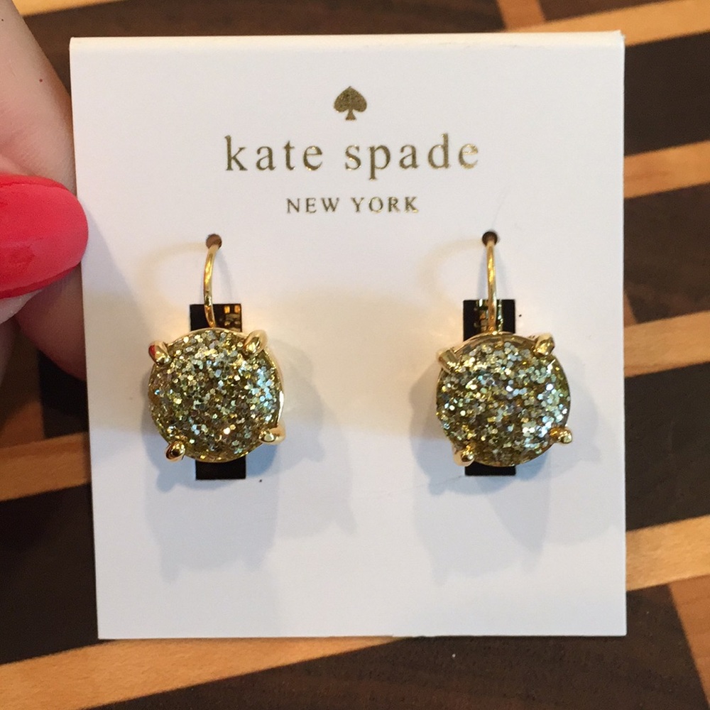Kate Spade Gold dangling glitter earrings studs