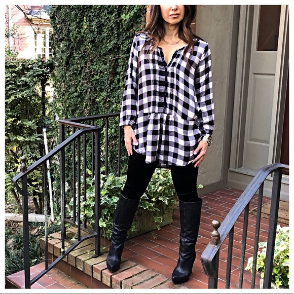 Plaid tunic top with side pockets - Picture 3 of 8