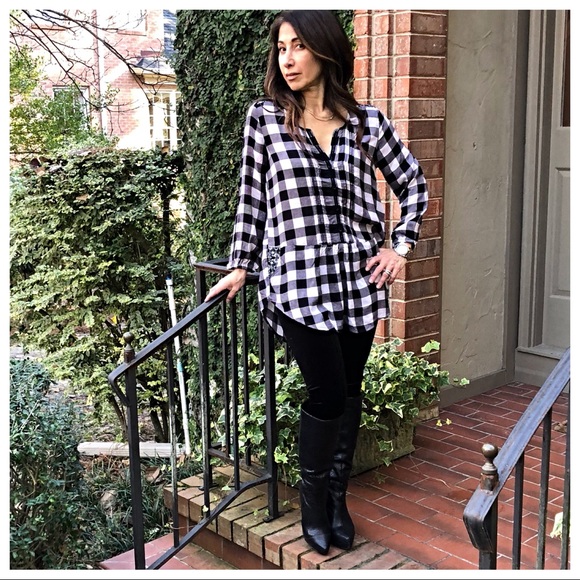 Plaid tunic top with side pockets - Picture 5 of 8