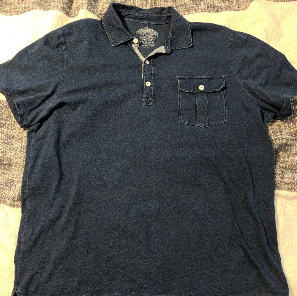 Dark blue polo with chest pocket