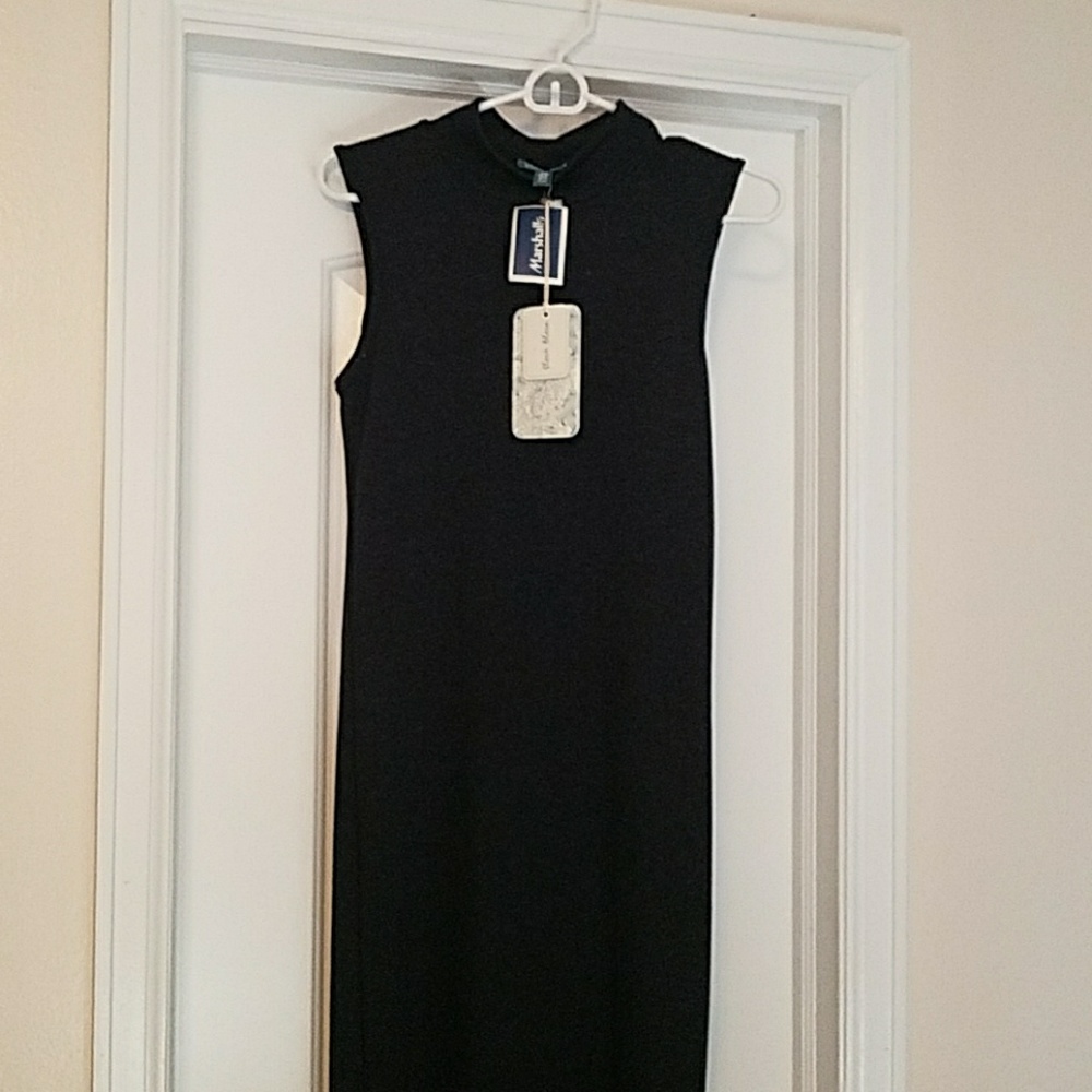 Floor length navy dress
