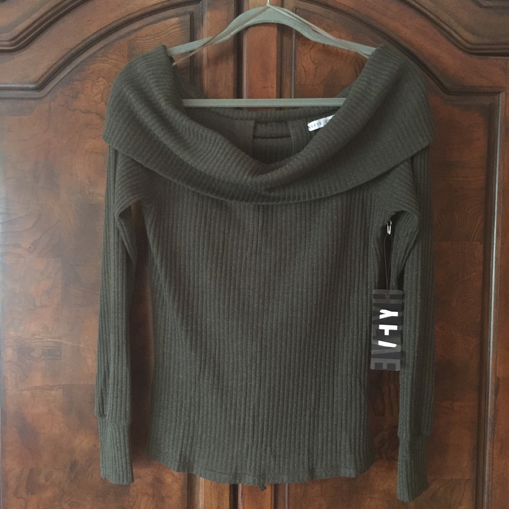 OLIVE GREEN OFF THE SHOULDER TOP