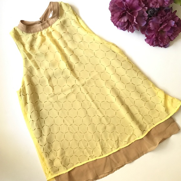 Charming Charlie Tops - SOLD Yellow and tan top by Charming Charlie size S