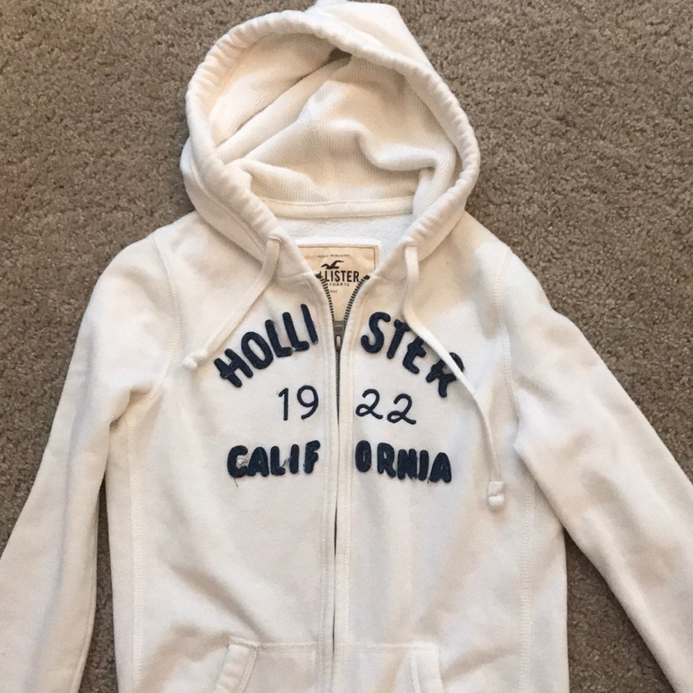 White Hollister Zipped Hoodie